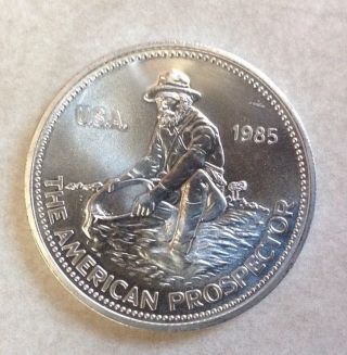 1985 1 Oz Engelhard American Prospector Silver Round.  999 Fine Silver photo