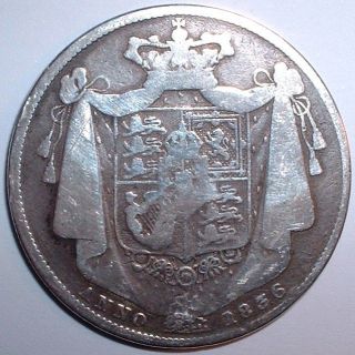 Rare 1836 Great Britain - Silver Half Crown - William Iv - photo
