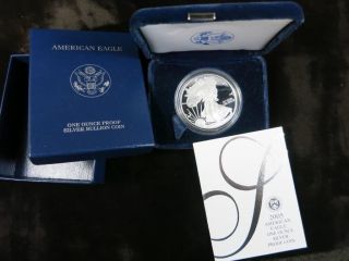2005 - W American Eagle Silver Dollar Proof.  Box &.  1 Oz.  0.  999 Fine Silver photo