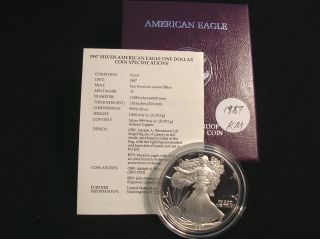 Look 1987 - S American Eagle Proof Dollar W/ Box And. photo