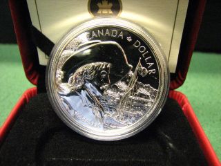 2008 Canada Silver Dollar 400th Anniversary Quebec Silver Coin W Plush Box & photo
