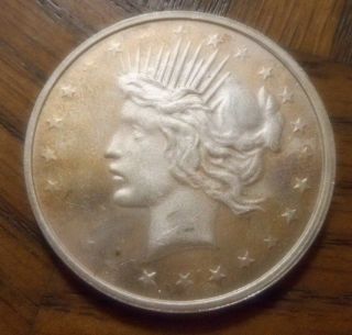 Peace Dollar Head One Troy Ounce Coin 31.  1 Grams.  999 Fine Silver photo