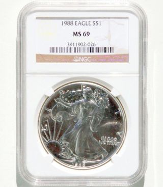 1988 Silver Eagle Ngc Ms69 - Third Year Of Issue photo