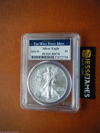 2012 W Burnished Silver Eagle Pcgs Ms70 Key Date West Point Blue Label photo