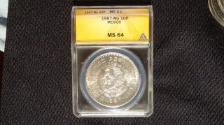10 Pesos De Mexico 1957.  900 Silver Constitution Centennial photo