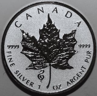 1 - 2013 - Canadian Silver Maple Leaf Snake Privy 1 Oz - Coin - Nr photo