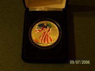 2000 Colored Silver American Eagle Walking Liberty Dollar 1oz. photo