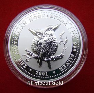 Silver Coin 1 Troy Ounce 2001 Kookaburra Australia Momma And Chick Bird.  999 Bu photo