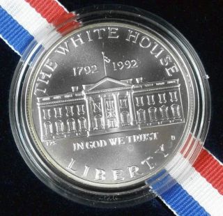 1992 - D U.  S.  White House Commemorative Silver Dollar Gem Bu Comes W/box And photo