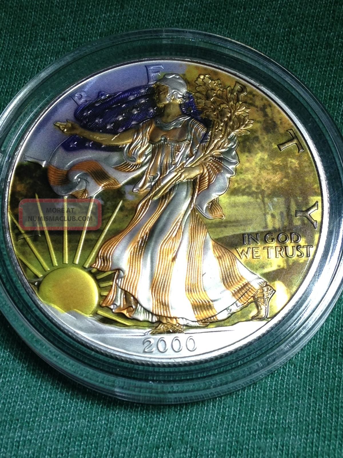 2000 Silver Eagle 1oz 999 Pure Silver Colorized Dollar Rare Coin W coa box 2000-silver-eagle-1oz-999-pure-silver-colorized-dollar-rare-coin-w-coa-box