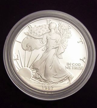 1987 Proof American Silver Eagle Dollar One Ounce & Coc Numismatic photo