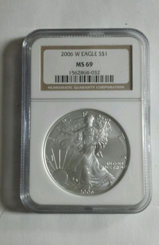 2006 W American Silver Eagle Coin Burnished Ngc Ms69 1oz.  999 Key Date Bullion photo