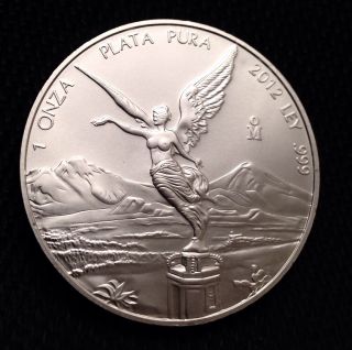 2012 Mexican Libertad 1 Troy Oz.  999 Fine Silver Coin - 3 Day photo