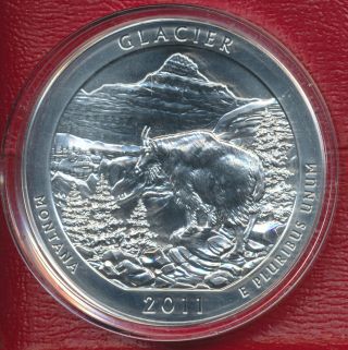 2011 America The 5 Oz Silver - Glacier N.  P.  Montana - Uncirculated photo