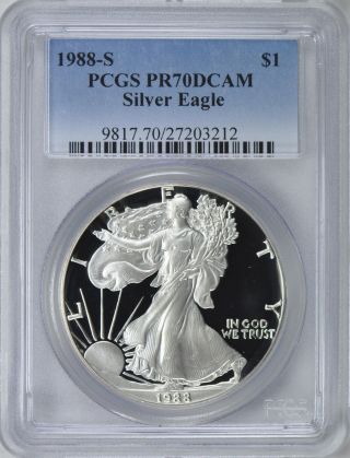 1988 - S $1 Pcgs Pr70 Dcameo American (proof Silver Eagle) - Pr70 Rare X photo