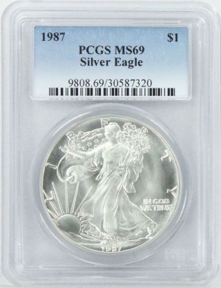 1987 American Silver Eagle Pcgs Ms69 State 69 photo