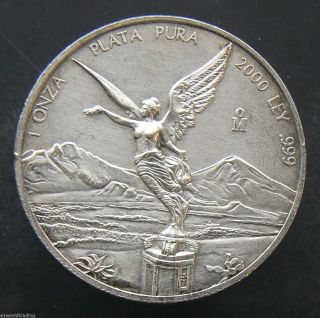 1 Oz 2000 Mexico Plata Pura Silver Coin.  999 photo