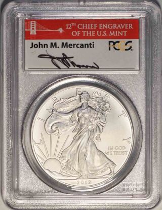 2012 - (s) American Silver Eagle - Pcgs Ms70 - First Strike - Mercanti Golden Gate photo