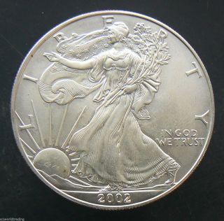 2002 Sae Silver American Eagle 1 Oz Coin photo