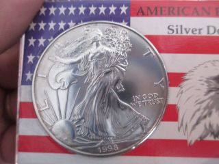 1998 1 Oz Silver American Eagle Dollar (brilliant Uncirculated) photo