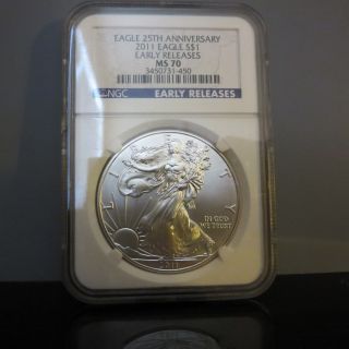 2011 Silver American Eagle Ngc Ms70 25 Anniversary Early Releases - photo