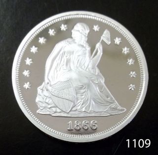 1866 Silver Dollar 1 Oz.  999 Fine Silver Round photo