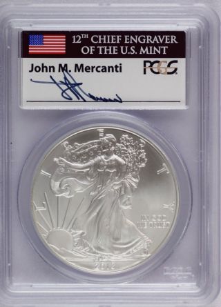 2013 American Silver Eagle (pcgs Ms70) Signed By John M Mercanti Chief Engraver photo