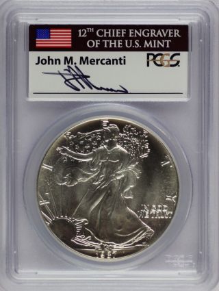1987 American Silver Eagle (pcgs Ms69) Signed By John M Mercanti Chief Engraver photo
