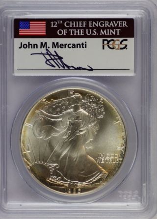 1986 American Silver Eagle (pcgs Ms69) Signed By John M Mercanti Chief Engraver photo