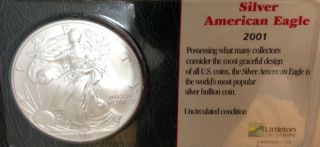 United States Silver Dollar 2001 $1 American Eagle Bullion Coin Troy 999 Fine photo