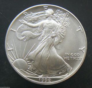 1992 Sae Silver American Eagle 1 Oz Coin photo