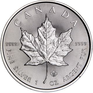 2014 1 Oz Silver Canadian Maple Leaf, .  9999 Fine Silver,  Bu photo