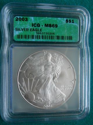 2003 American 1 Oz Silver Eagle Ms69 photo