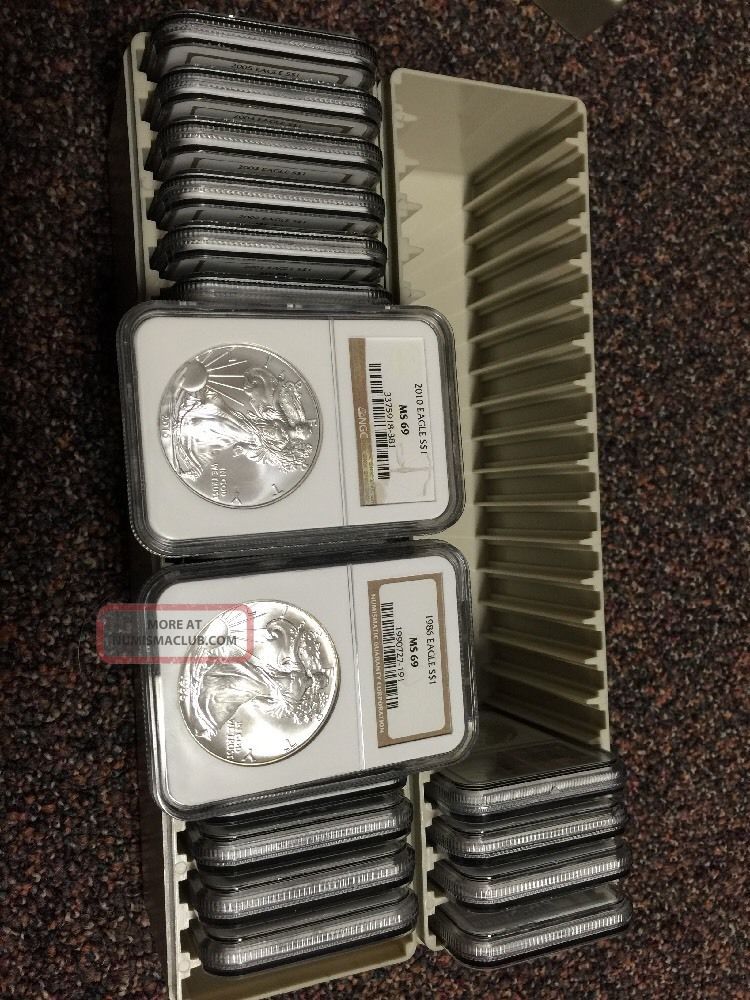 1986 2010 Silver Eagle Coin Ngc Ms69 25 Years