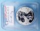 2013 W Pcgs Proof 69 First Strike Reverse Silver Eagle,  Edmund Moy Signature Silver photo 4