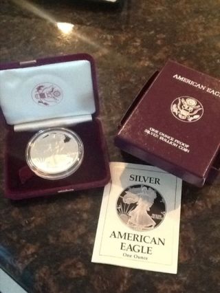 1989 - S 1 Oz Proof Silver American Eagle (w/box &) photo