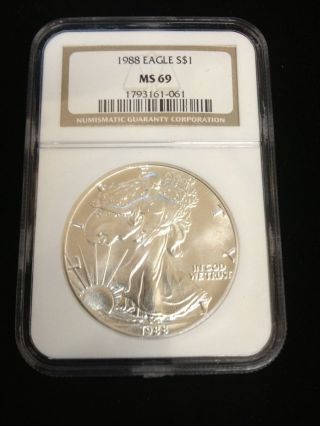 1988 Silver American Eagle (ngc Ms - 69) photo