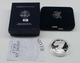 2000 - P Proof American Eagle Silver $1 Dollar Blue Box & photo