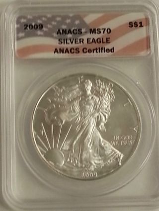 2009 Anacs S$1 American Silver Eagle - Ms70 photo