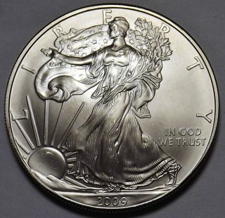 2009 1 Oz 0.  999 Uncirculated American Silver Eagle Bullion Round photo