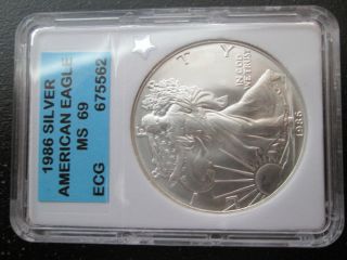 1986 Silver Eagle,  One Day Only,  Ms69 photo