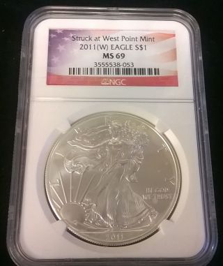 2011 W West Point No Mintmark Ngc Ms 69 American Silver Eagle Coin Uncirculated photo