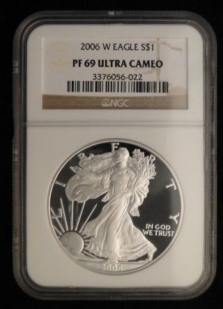 2006 - W Ngc Pf69 Ultra Cameo American Silver Eagle 1 Oz photo