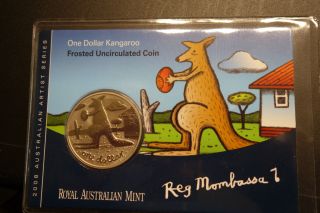 2008 Australia Frosted Kangaroo $1,  1 Oz,  Ram Carded,  Unc,  Reg Mombassa photo