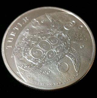 2014 1 Troy Oz.  999 Fine Silver Zealand Hawksbill Turtle $2 Coin photo