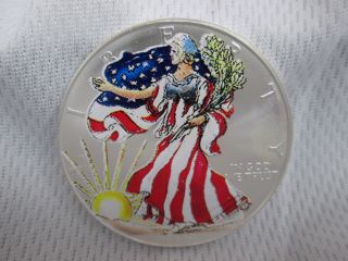 1999 American Eagle Walking Liberty Colorized Painted Silver Dollar.  999 Gf9403 photo