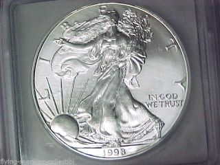 Icg Ms69 1998 American Eagle Silver Dollar.  999 Fine Silver 1 Ounce photo