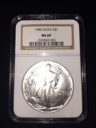 1986 Silver American Eagle Coin Ngc Ms 69 Aeg1619 photo