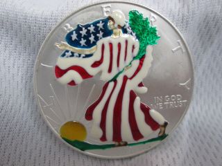 1999 American Eagle Walking Liberty Colorized Painted Silver Dollar.  999 Gf9404 photo