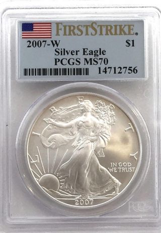 2007 - W Burnished Silver American Eagle Pcgs Ms70 